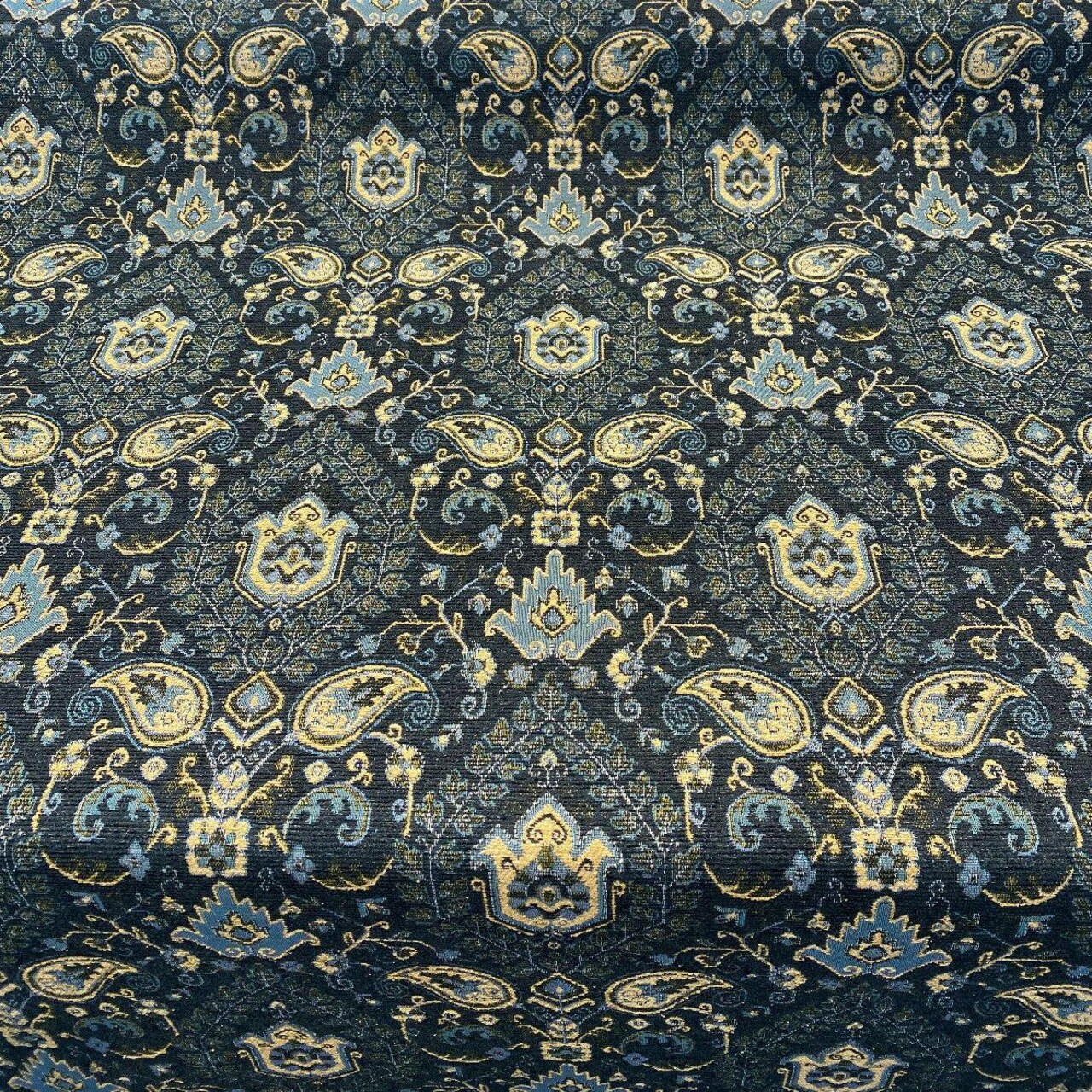 1 Yard Upholstery Damask Fabric Tegal Dark Navy Paisley 35% Polyester Chenille 35% Polyester 30% Cotton 57 Inch Width